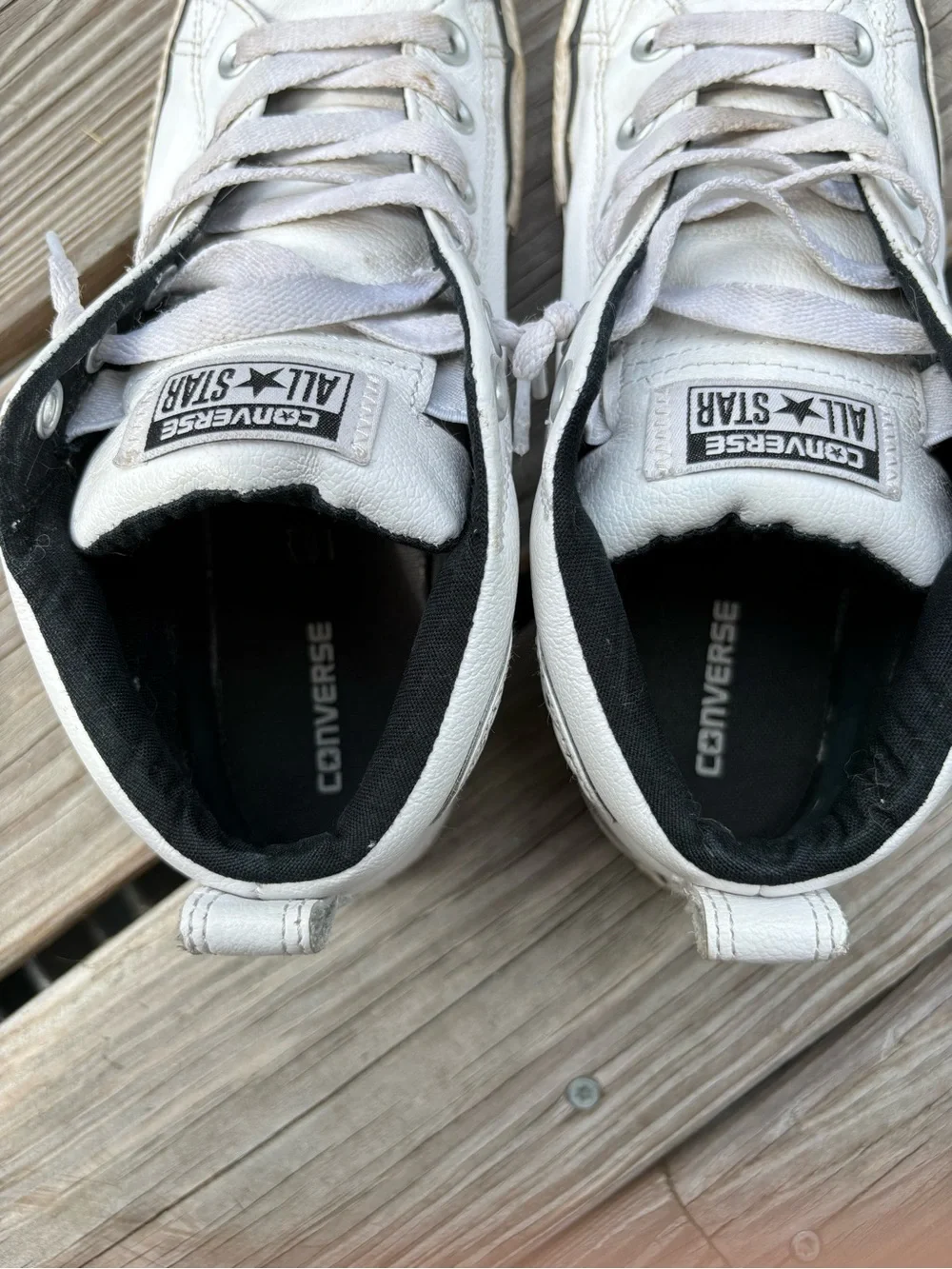 Converse Boys White and Black Leather All Star Low-Top Sneakers Size 6